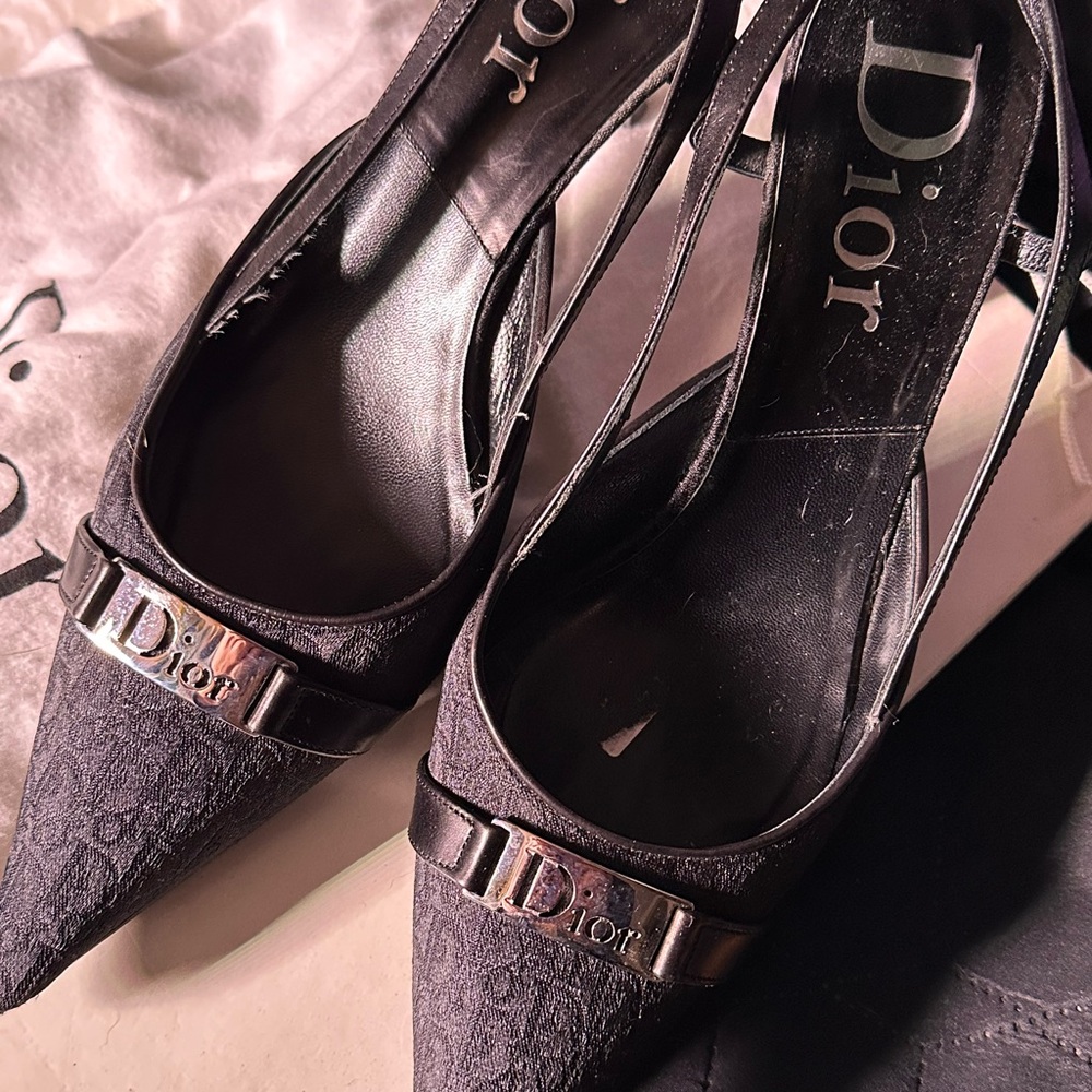 Dior Elegant Black Heels with Metallic Touch